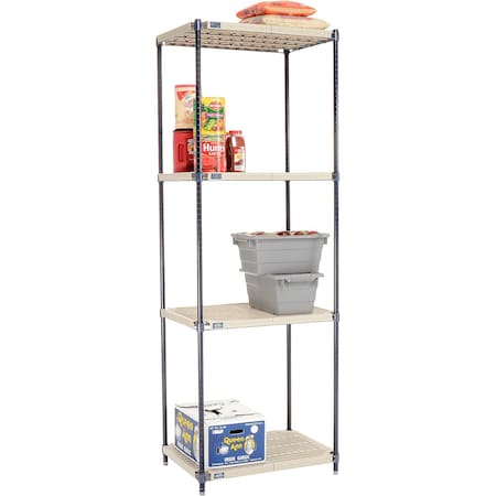 Nexel Nexelite 4 Shelf, Vented Plastic Mat Shelving Unit, Starter, 30inW x 21inD x 86inH 331781N